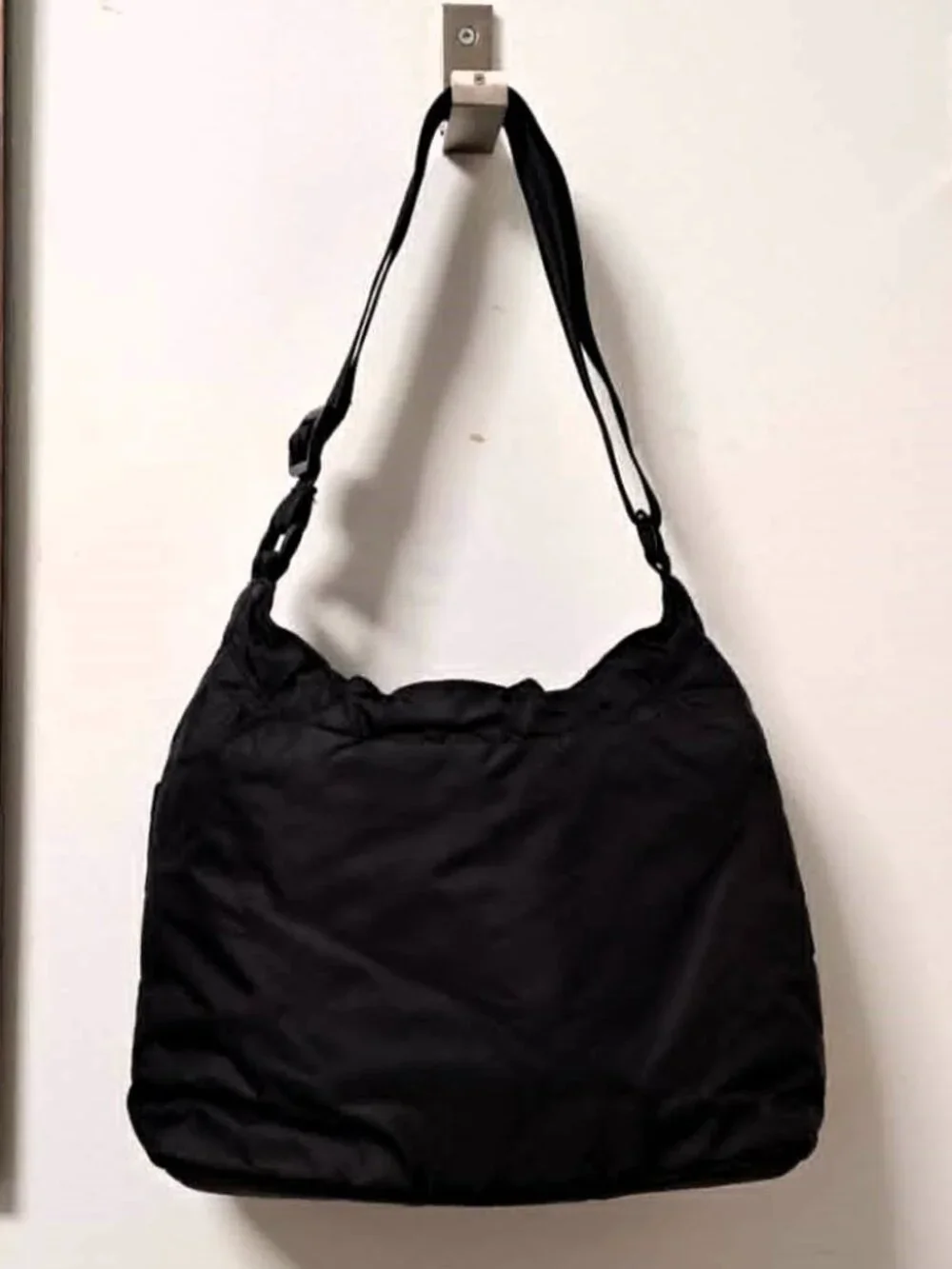 Vintage Polo Sport Ralph Lauren Black Nylon Puffer Hobo Bag Crossbody - Picture 2 of 13